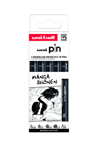 5 feutres techniques Manga Shonen UniBall - 0,5 à 1,2 mm