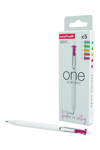 5 stylos à encre gel néon One Uniball - 0,7 mm