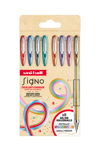 8 rollers à encre gel métal Signo Uniball - 0,8 mm