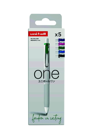 5 stylos à encre gel One Uniball - 0,7 mm