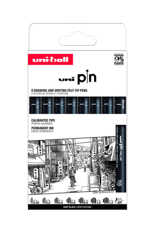 8 feutres techniques Brush UniBall - 0,05 à 1,2 mm