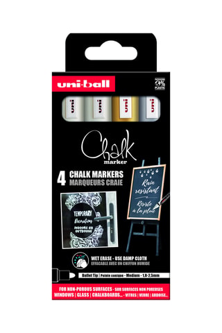 4 marqueurs craie Uniball - 1,8 à 2,5 mm