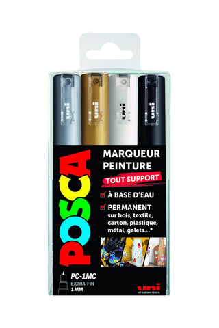Set de 4 marqueurs PC-1MC à pointe extra-fine Posca - 1 mm