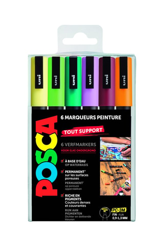 Set de 6 marqueurs PC-3M Posca - 0,9-1,3 mm