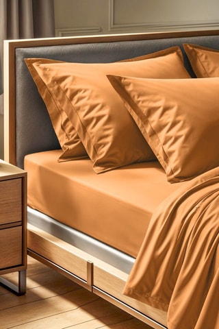Drap-housse en coton renforcé 61 fils/cm² Tonne Orage - Orange clair