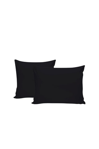 2 taies d'oreiller en coton renforcé 60 fils/cm² Tonne Grise - Noir