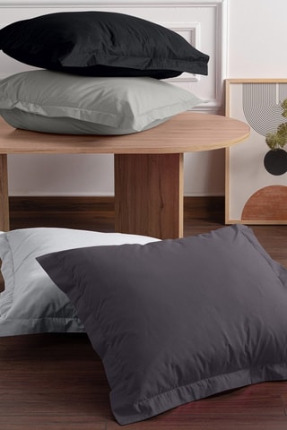 2 taies d'oreiller en coton renforcé 60 fils/cm² Tonne Grise - Noir