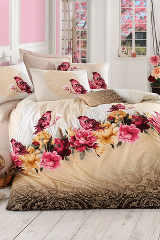 Parure de couette en coton 55 fils/cm² - Marron