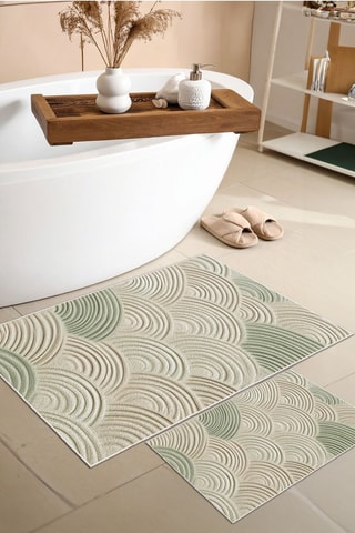 2 tapis de bain - Vert - 50 x 60/60 x 100 cm
