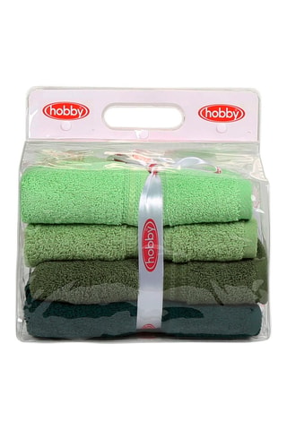 4 serviettes de toilette Rainbow - Vert - 50 x 90 cm