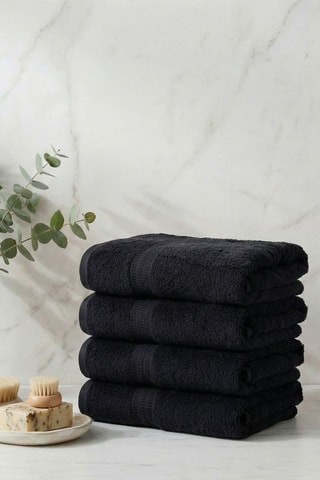 4 serviettes de toilette - Noir - 50 x 90 cm