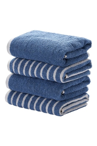 4 serviettes de toilette - Bleu - 50 x 90 cm