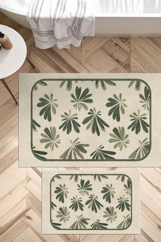 2 tapis de bain - Beige et vert clair - 50 x 60/60 x 100 cm