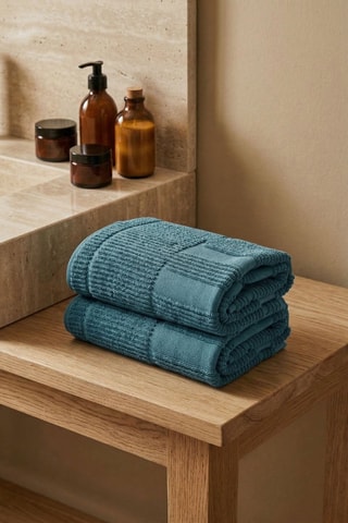 2 tapis de bain - Bleu pétrole - 50 x 80 cm