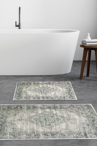 2 tapis de bain - Vert - 50 x 60 cm et 60 x 100 cm