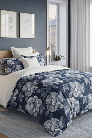Parure de couette en coton 57 fils/cm² - Bleu et blanc