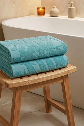 2 draps de douche - Turquoise - 70 x 140 cm