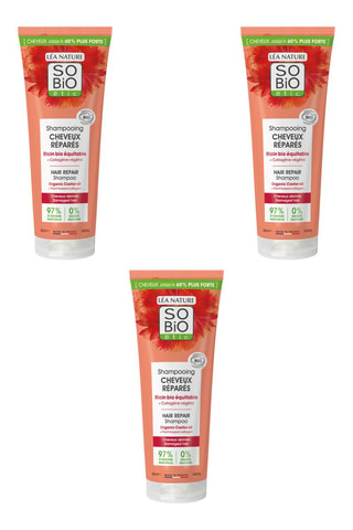 3 x Shampoing Cheveux Réparés Ricin et Collagène végétal - 250 ml