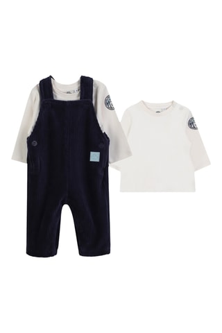 Salopette et t-shirt - Bleu marine et blanc