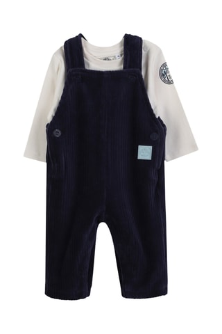 Salopette et t-shirt - Bleu marine et blanc