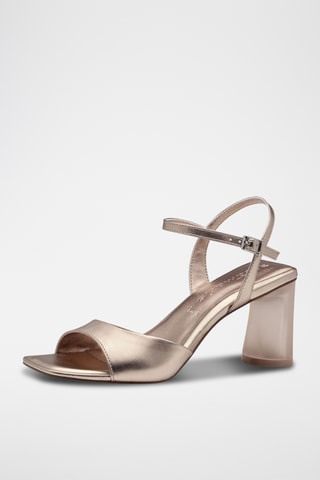 Sandales à talons en cuir - Doré