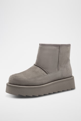 Bottines plateformes fourrées en nubuck - Gris