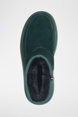 Bottines plateformes fourrées en nubuck - Vert foncé