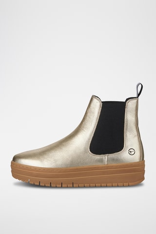 Bottines Chelsea plateformes en cuir - Doré