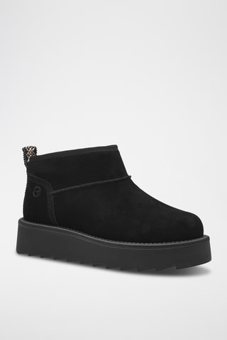 Low boots fourrés en nubuck - Noir