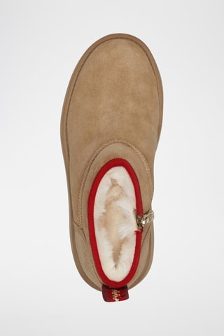 Low boots fourrés en nubuck - Beige