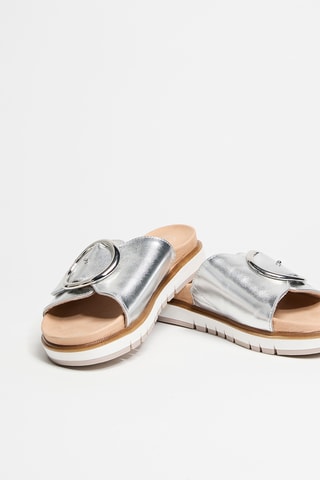 Mules en cuir - Argenté