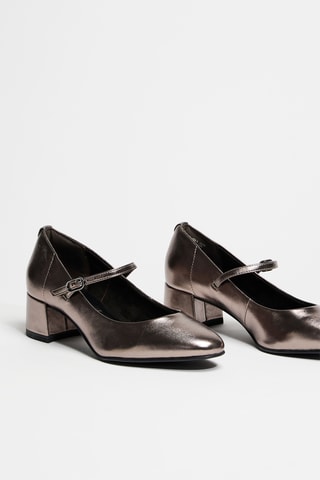 Escarpins en cuir verni - Gris métallisé