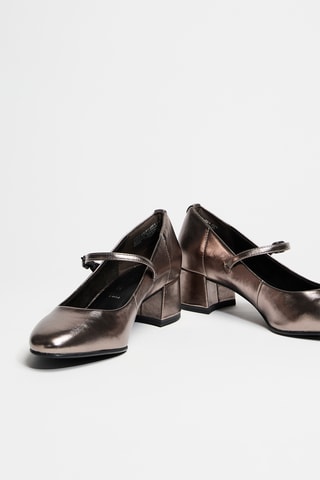 Escarpins en cuir verni - Gris métallisé