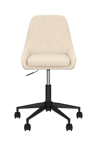 Fauteuil de bureau pivotant et à roulettes Olivia - Ecru - Toucher velours