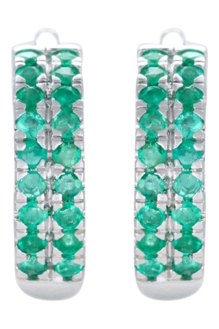 Boucles d'oreilles- Or blanc et éméraudes