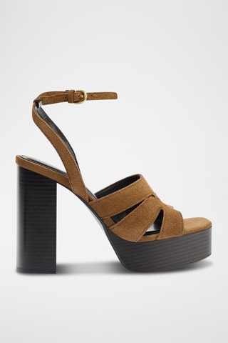 Sandales à talons en nubuck - Camel