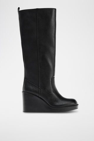 Bottes compensées en cuir - Noir