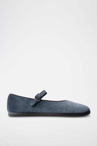 Ballerines en velours - Bleu marine