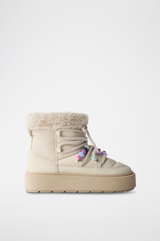 Bottines plateformes fourrées - Beige