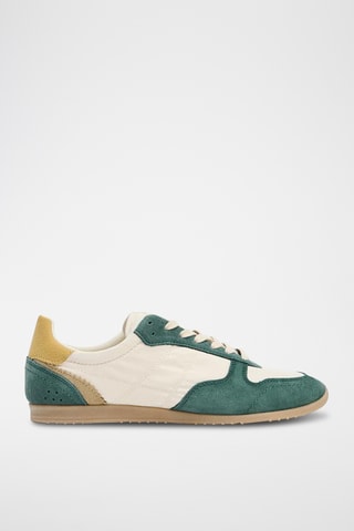 Baskets en cuir - Ecru et vert clair