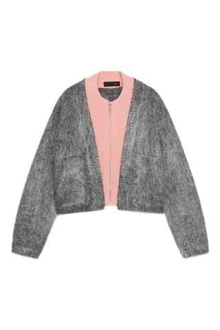 Gilet trompe-l’œil - Gris foncé et rose
