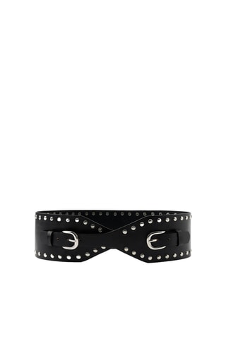 Ceinture large en cuir - Noir