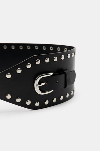 Ceinture large en cuir - Noir