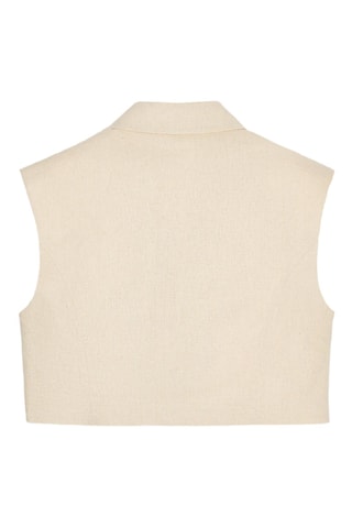 Veste courte sans manches en lin - Beige