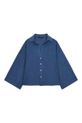 Chemisier en lin - Bleu marine