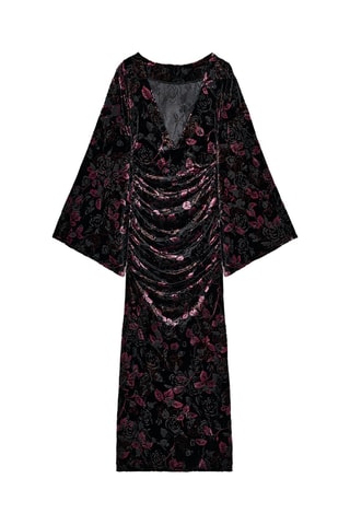 Robe drapée en velours - Noir
