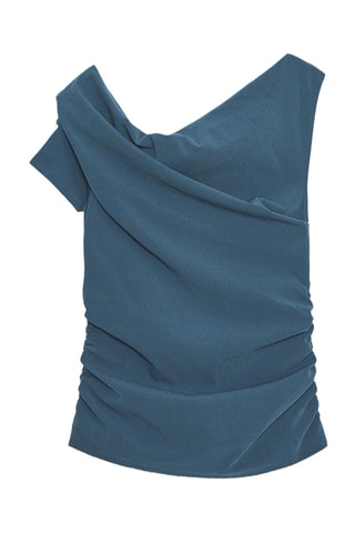 Top drapé - Bleu canard