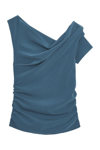 Top drapé - Bleu canard