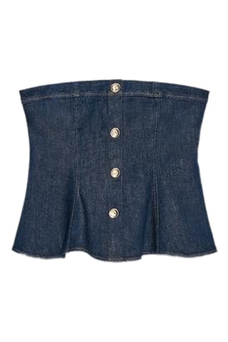 Top bustier en jean - Bleu marine