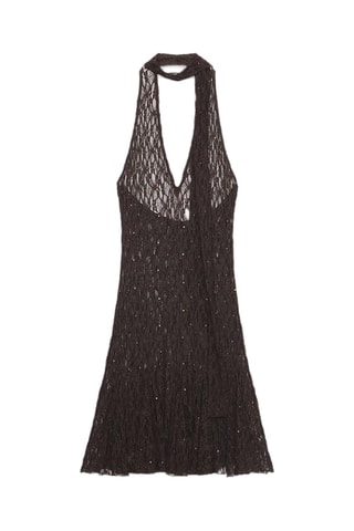 Robe patineuse en dentelle - Noir
